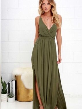 Lulu's Olive Green Maxi Dress
